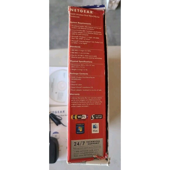 Rarely Used Netgear N600 Wireless Dual Band Router - WNDR3400 Life Warranty - Picture 6 of 7
